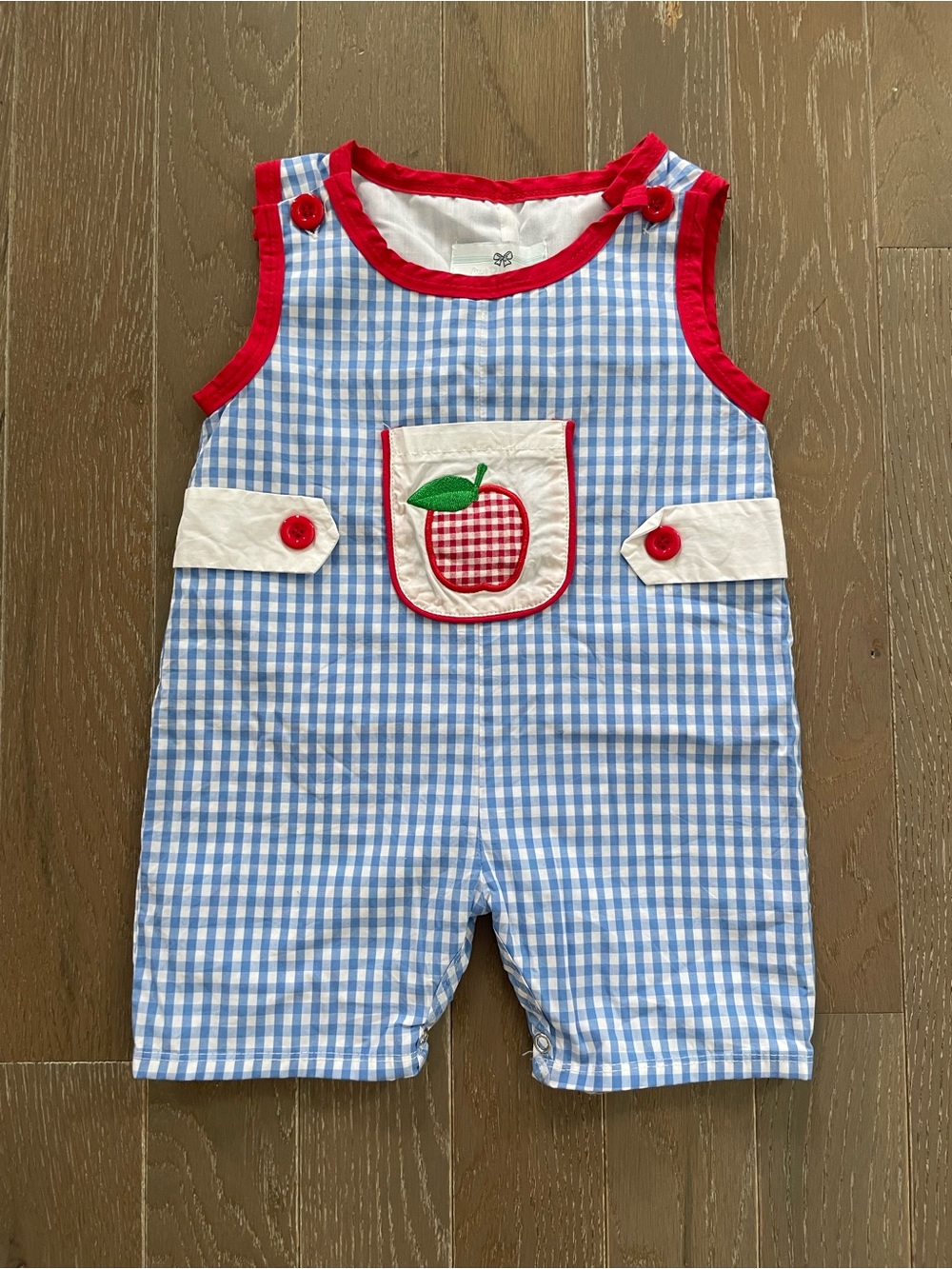 City Beautiful Children’s Boutique Apple Gingham Jon Jon/Romper – 18M